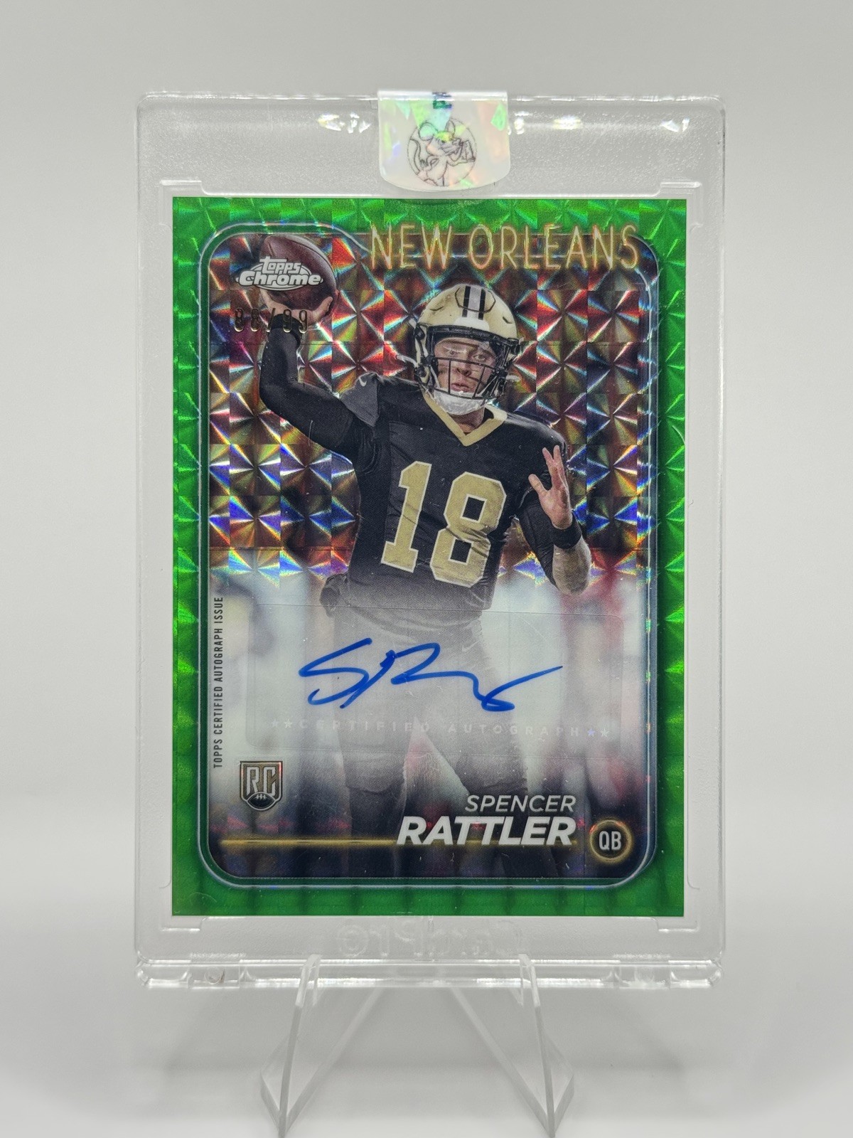Spencer Rattler 2024 Topps Chrome RC Green Refractor Auto /99 New Orleans 🔥