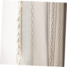 Boho Curtains 72 inches Long with Tassel for 52"W x 72"L Pack of 1 White