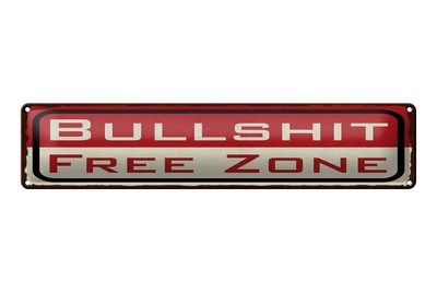 Blechschild 46x10cm Bullshit free zone Deko Schild
