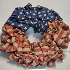 Patriotic American Flag Burlap Wreath 20 Memo...