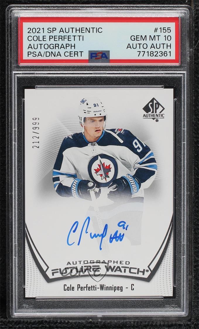 2021 SP Authentic Future Watch Cole Perfetti PSA 10 GEM MT Rookie Auto RC 0xl4