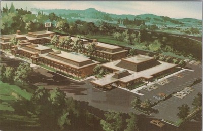 Beaverton OR Greenwood Inn Artist Rendering Aerial View Oregon postcard KP12