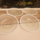 4pc Vintage Anchor Hocking Fenton Hobnail White Opalescent Moonstone 6.25” Plate