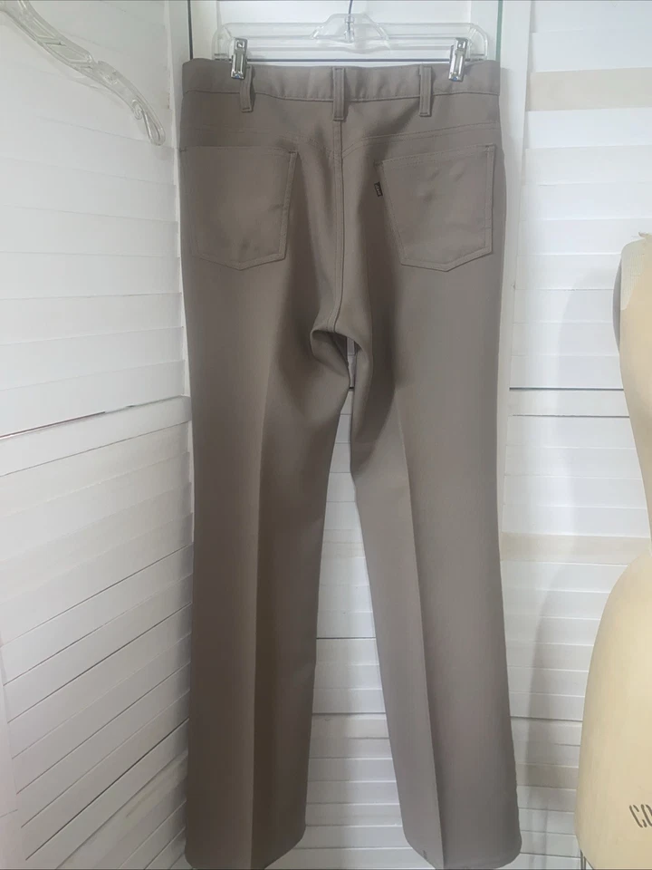 VTG 70s 80s Men LEVIS Khaki Dacron Polyester Knit Leisure Slacks Pants USA 34x34 - Image 4 of 4