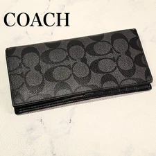 [Good Condition] Coach Breast Pocket Wallet Signature Canvas Long Wallet