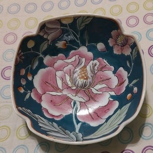 Oriental Style Peony Rose Accent Bowl