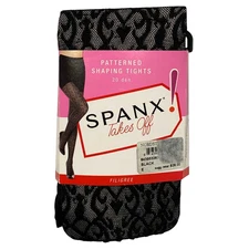 Spanx Womens Patterned Shaping Tights Size E NEW Black Filigree Slimming Control
