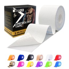 SOON GO Kinesiology Tape Pro 1/2/5 Rolls, 2 Inch 1 Count Pack of 1 , White