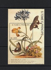 S6542 Sao Zauberbuch & Principe 1993 Schmetterlinge, Iris Blumen Blatt MNH