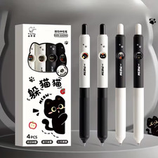 4Pcs Kawaii Cat Pens Paw 0.5Mm Quick-Dry Black Ink-Smooth Writing Retractable Pe