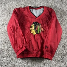 Vintage 90s Chicago Blackhawks Jacket Boys Medium 12-14 Fleece Lined Windbreaker