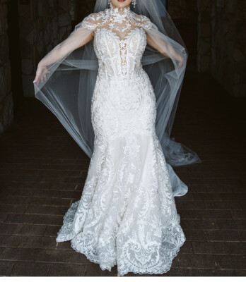 crystal design gia dress Crystal Design “Gia” Wedding Gown With Cape Europe Size 10, US Size 2-4