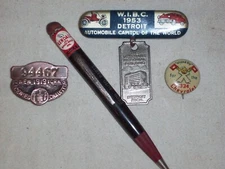 VINTAGE AUTOMOBILIA 1919 CHAUFFER 1934 CHEVY 1953 DETROIT AUTO TIN KENDALL OIL