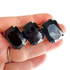 Rhinestone Jewel Brooch Pin Vintage Triple 3 Black