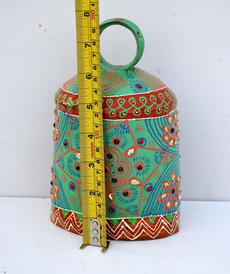 ファッションベル　カウベル Vintage Swiss Cow Bell Metal Decorative Emboss Hand Painted Farm