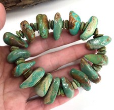 Green Turquoise Bracelet Rough Nugget Beads Elisa Healing Gemstone 7.25"