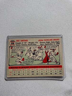 1956 Topps #59 Jose Santiago Baseball Player (Whit Back) / Super