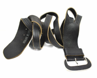 Armani Jeans Wide Vintage Womens Leather Waist Belt Black Size M / L