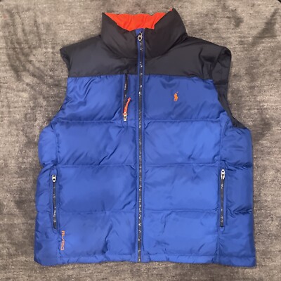 Polo Ralph Lauren Vest Men's XXL Blue Orange RL/150 Down Feather