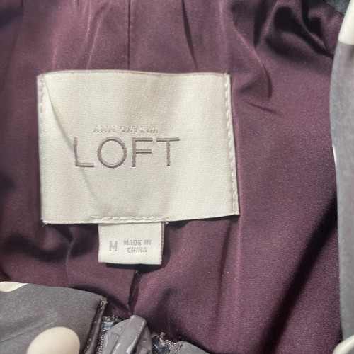 Loft Womens Charcoal Gray Polka Dot Quilted Puffer Full Zip Vest Size Medium - Picture 9 of 11