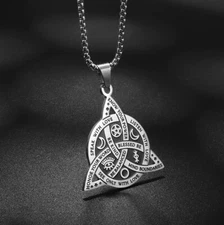 New Silver Witch's Irish Protection Triquetra Trinity Knot Pendant Necklace Goth
