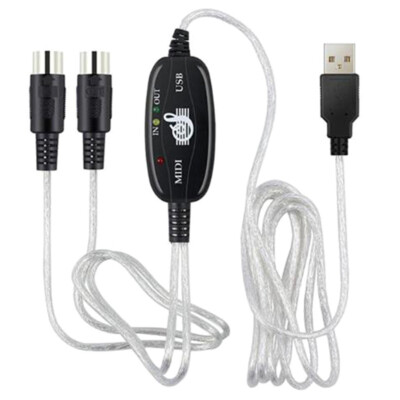 USB IN-OUT MIDI Interface Cable Converter to PC Music Keyboard Adapter Cord X ZF