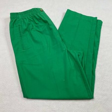 VINTAGE Karen Scott Pants sz 10 Green Elastic Waist Straight Chino Minimalist