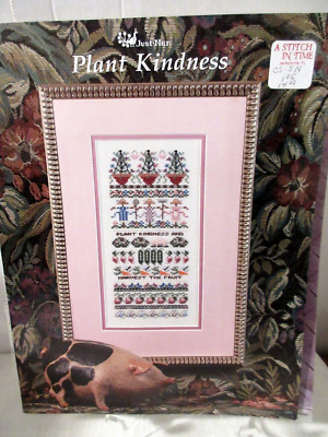 Just Nan PLANT KINDNESS Counted Cross Stitch Pattern w/ Pig Charm JN105