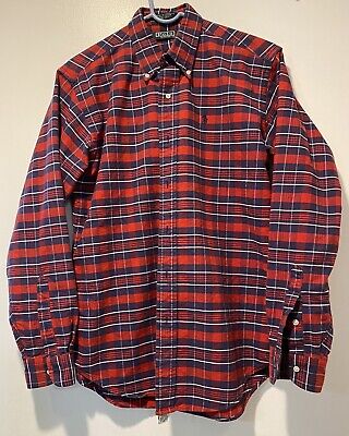 Polo by Ralph Lauren XL 100% cotton red/navy plaid RN 19672 Polo by Ralph Lauren XL 100% cotton red/navy plaid RN 19672