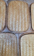 Woven Bamboo Rattan Wicker Serving Lap Trays Tiki Bar 19"x 13" Lot of 5 Vintage