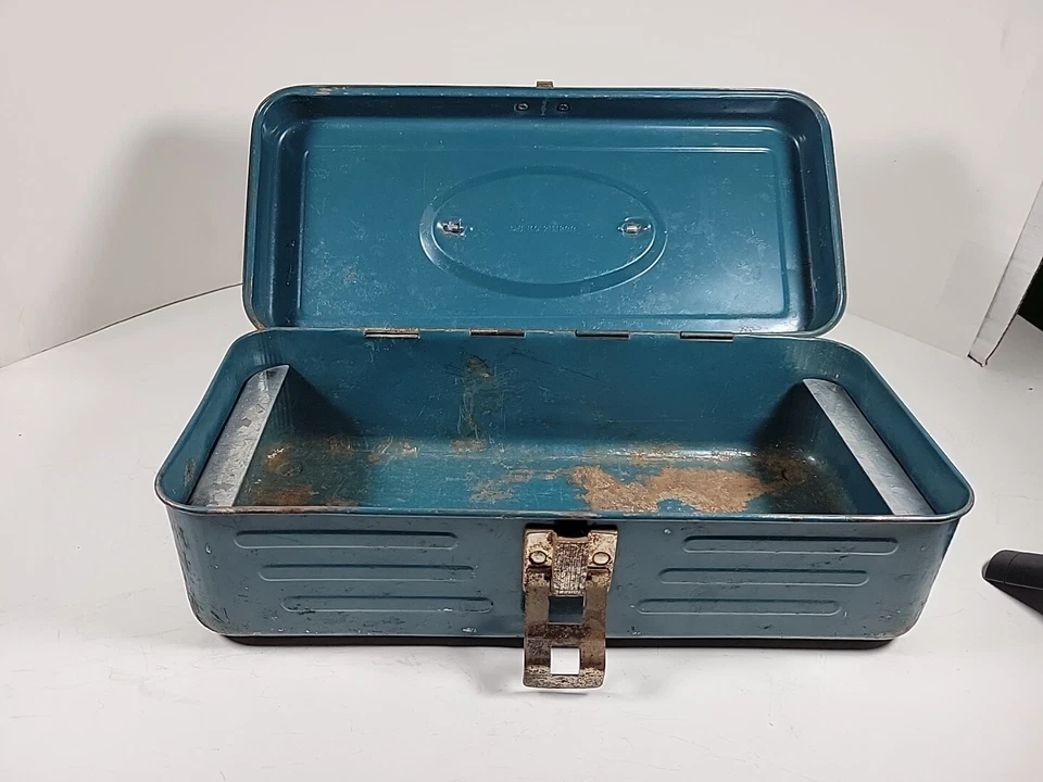 Vintage Blue Metal Utility Tool Box Pat No. 3171566 - Image 3 of 4
