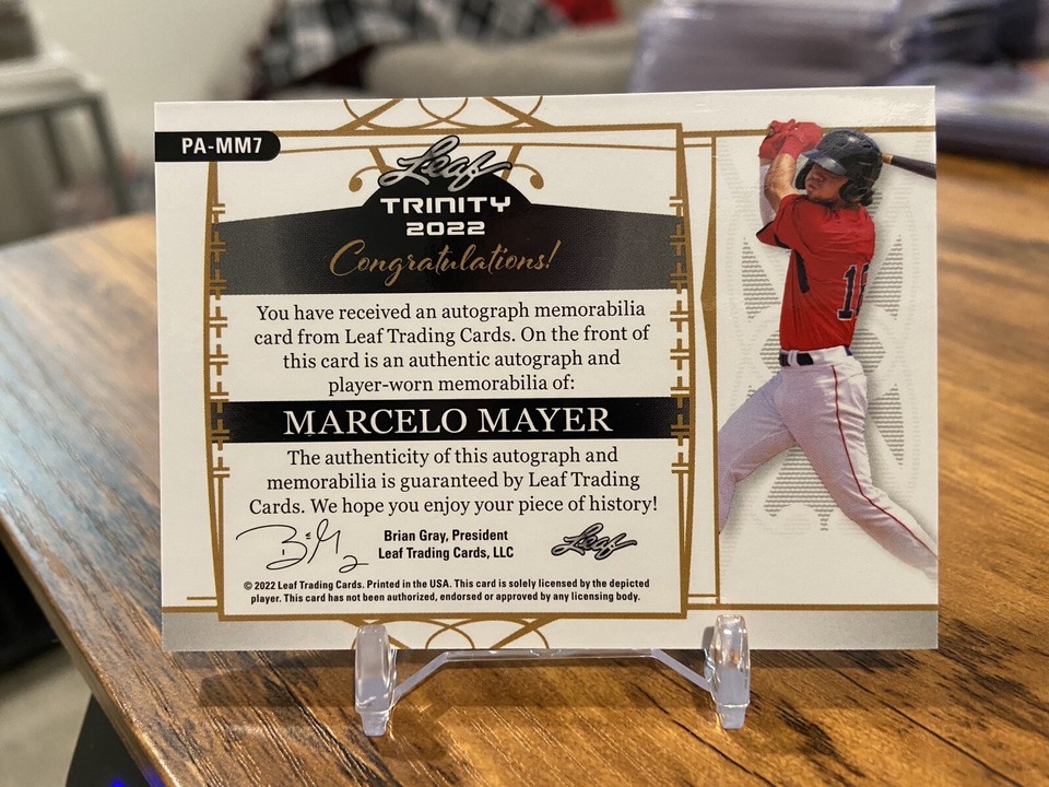 2022 Leaf Trinity Baseball Marcelo Mayer #/99 Rookie Patch Auto RPA 🔥📈 ...