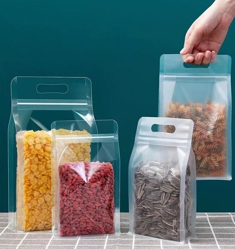 New Zip Lock With Handle Resealable Clear Stand Up Sealable Food