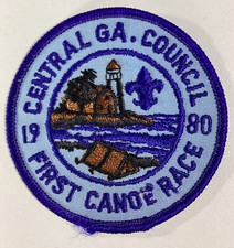 BSA BOY SCOUTS OF AMERICA Patch Vtg 1980 Georgia Canoe Race Flint River Thunder