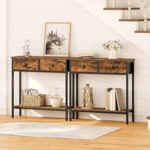 HOOBRO Konsolentisch Beistelltische mit Ablage Sofatisch Flurtisch Sideboard - Bild 33 von 43