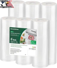 6 Rolls Food Vacuum Sealer Bags 8"x60' & 11"x60FT Vacuum Saver Storage Seal Bag