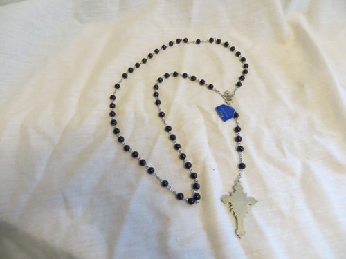 New Roman Catholic Lady of Fatima Rosary Made in Italy Blue Beads Silver Metal - Bild 3 von 13