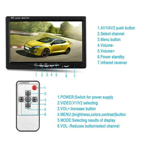 7 Zoll Digital Farb TFT-LCD Display Auto Monitor Bildschirm für Rückfahrkamera - Bild 8 von 12