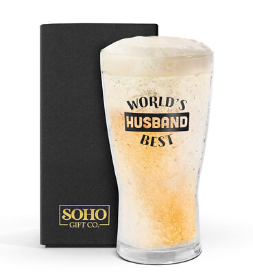 Freezer Cup Gift for Husband Chiller Mug Drinking Glass  Worlds Best Husband 