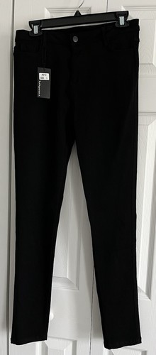 NWT Sz L-fits like Med-Black Stretch Viscose Blend Zip Up PantsLeggings 5 Pocket