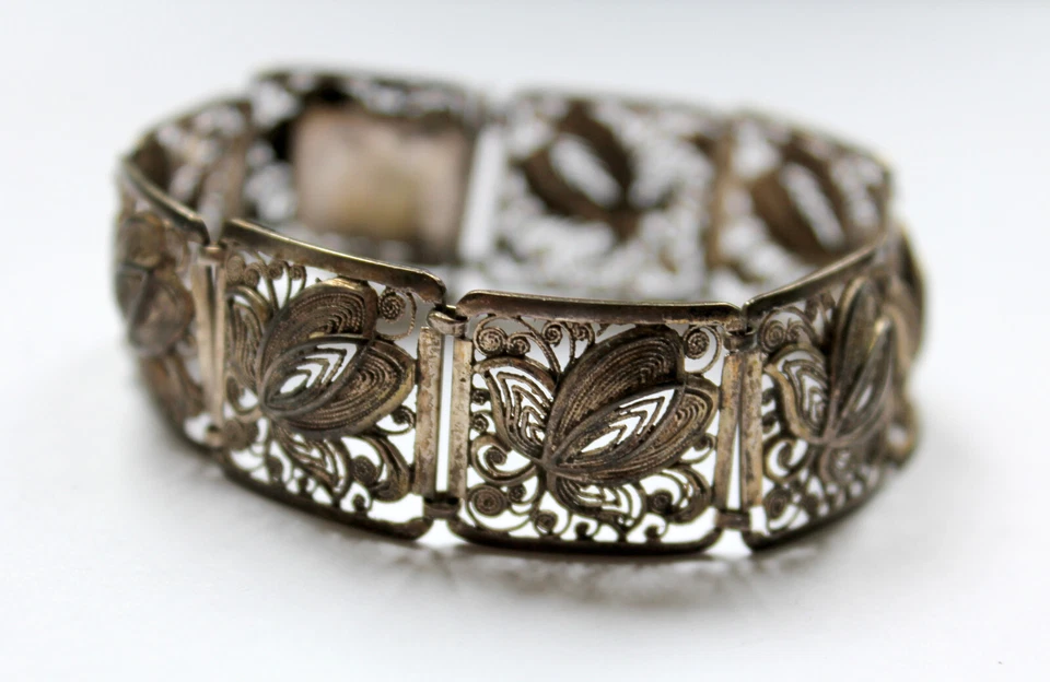 Antikes Armband Silber 800 Vintage Trachten Friesenschmuck floral - Bild 2 von 4
