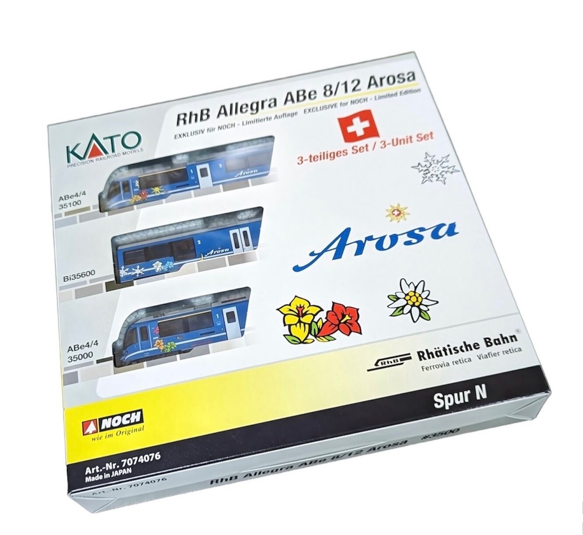 N Scale Kato/Noch 7074076 RhB Locomotive Allegra ABe8/12 3500