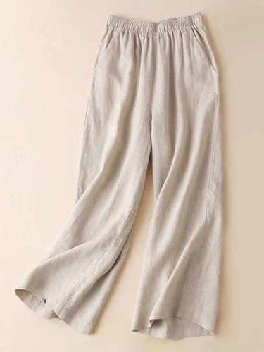 Women Cotton Linen Loose Wide Leg Pants Ladies Summer Breathable Casual Trousers - Picture 19 of 24