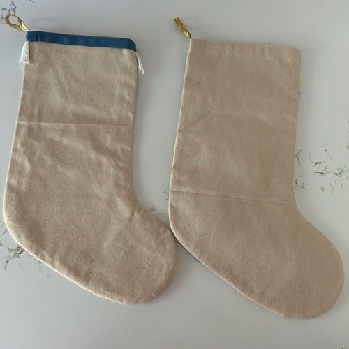 Hand Made Painted Folk Art Christmas Stockings Set Of 2 Signed Winter Farmhouse - Picture 3 of 15