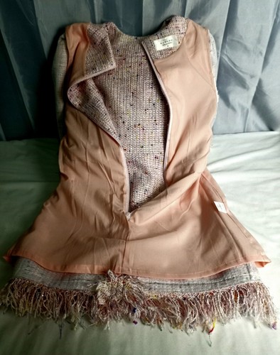 ISABEL MARANT TWEED MINI PINK DRESS W/ FRINGES SIZE SMALL - Picture 14 of 17