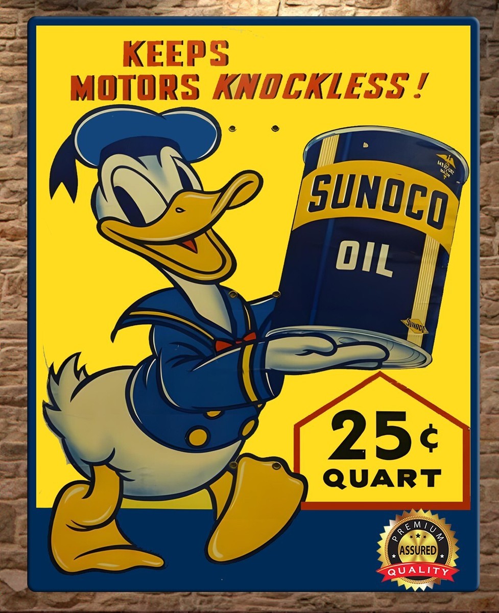 Sunoco Oil - Donald Duck - Keeps Motors Knockless 1940 - Metal