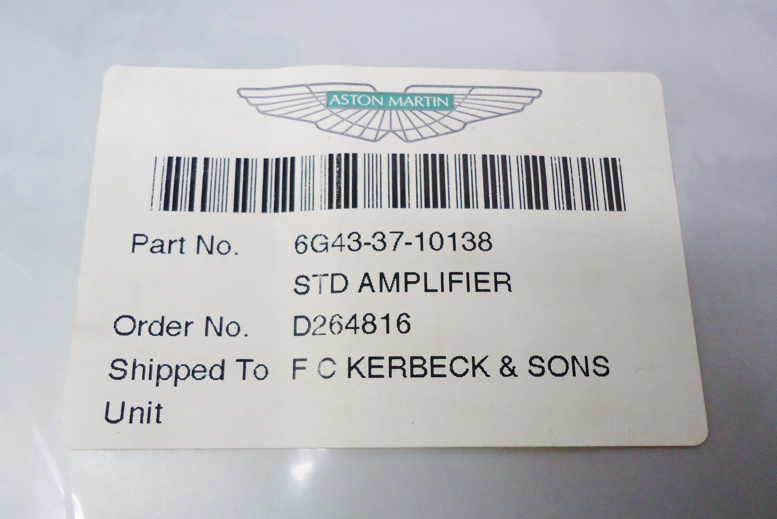 Aston Martin V8 Vantage Standard Power Audio Amplifier OEM # 6G43-37-10138
