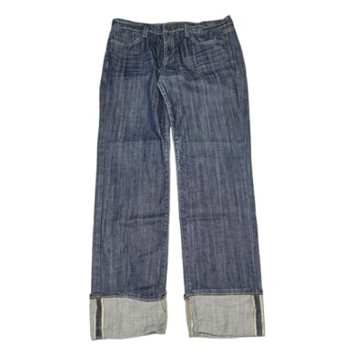 Vigoss Denim Jean Pants Rolled Cuff Womens 13 14 Slim Cut Pockets Dark Wash  Blue