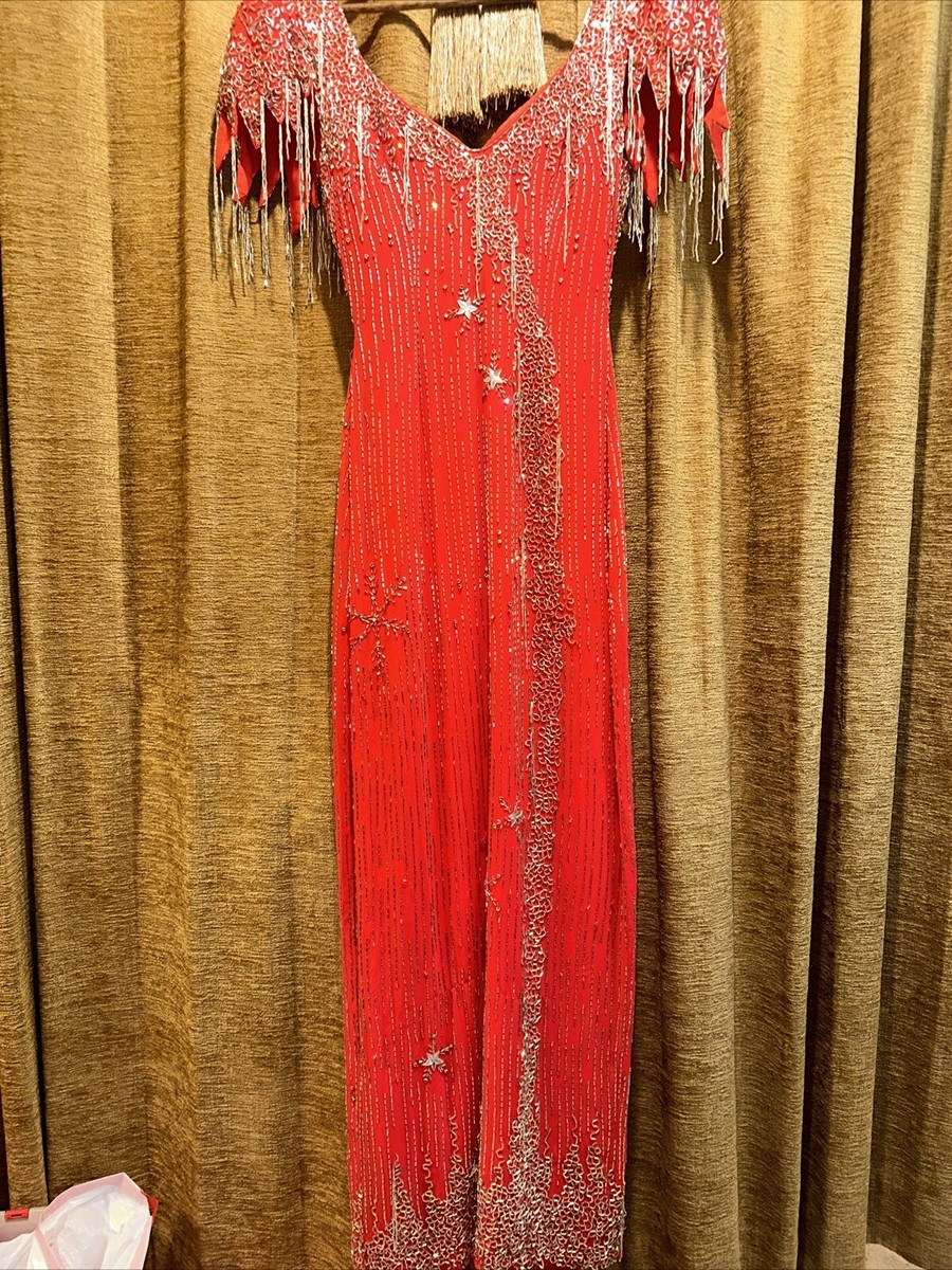 Salmon Beaded Fringe Long Claires Collection Couture Dress Size S | eBay Salmon Beaded Fringe Long Claires Collection Couture Dress Size S | eBay