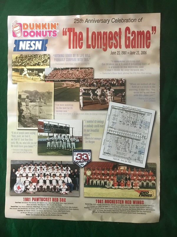 Poster-25th Anniv The Longest Game btw Pawtucket Red Sox & Rochester Red Wings